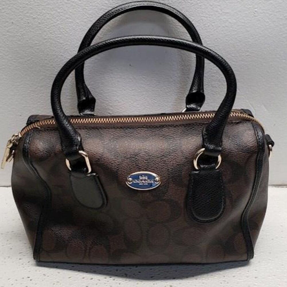 EUC Coach Mini Bennett Signature Leather Detachable Strap Satchel Bag - Picture 1 of 8